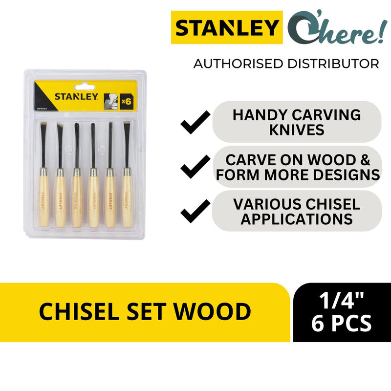 Stanley Chisel Set Wood 1/4" 6 Pieces