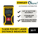 Stanley Pocket Laser Distance Measurer 30Ft TLM30 STHT77425