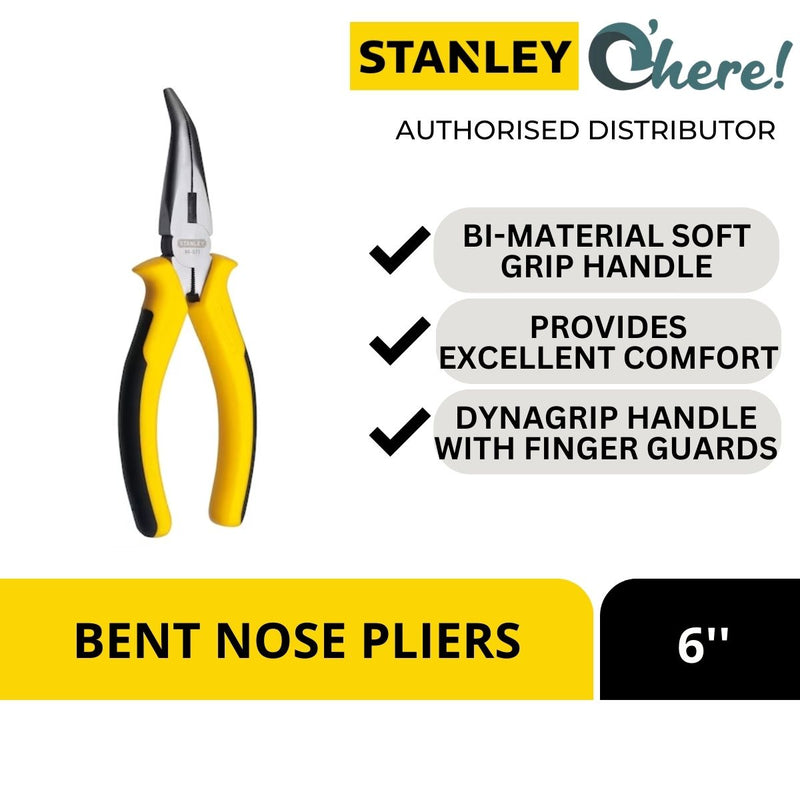 Stanley Dynagrip Bent Nose Pliers, 6in