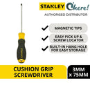 Stanley Cushion Grip Slotted Screwdriver 3MM x 75MM