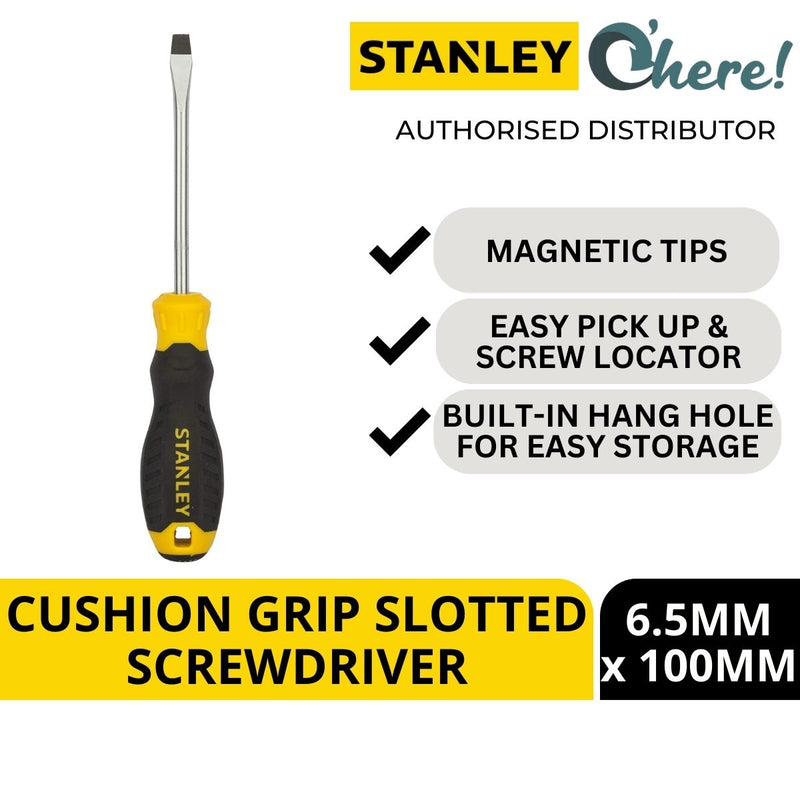 Stanley Cushion Grip Slotted Screwdriver 6.5MM x 100MM
