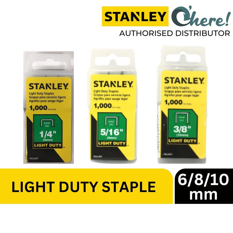 Stanley Light Duty Staples 6MM, 8MM, 10MM