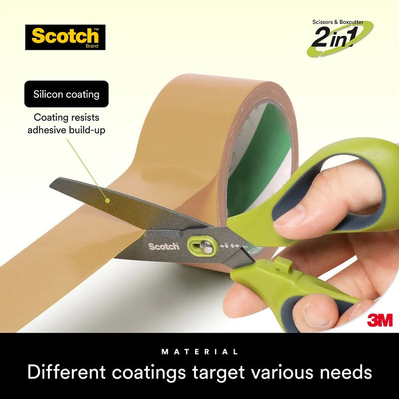 3M Scotch Non-Stick 2 in 1 Unboxing Scissors 7" Scissors/ Boxcutter/ Parcel
