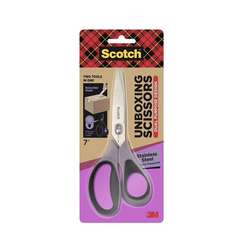 3M Scotch Stainless Steel 2 in 1 Unboxing Scissors 7" Scissors/ Boxcutter/ Parcel