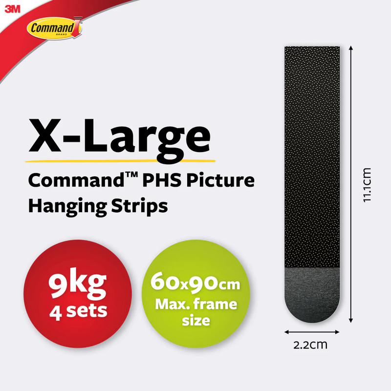 3M Command X-Large Picture Hanging Strips (4 Sets), White/ Black