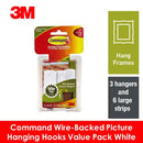 3M Command Wire-Backed Picture Hanging Hooks Value Pack 3 Hangers , 6 Large Strips