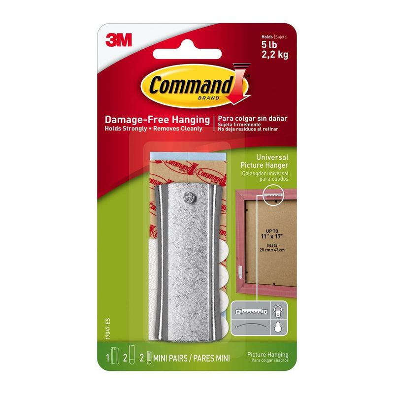 3M Command Sticky Nail Sawtooth Hanger 2.3 Kg 1 Hanger/2 Large Strips/2 Sets Mini Strips
