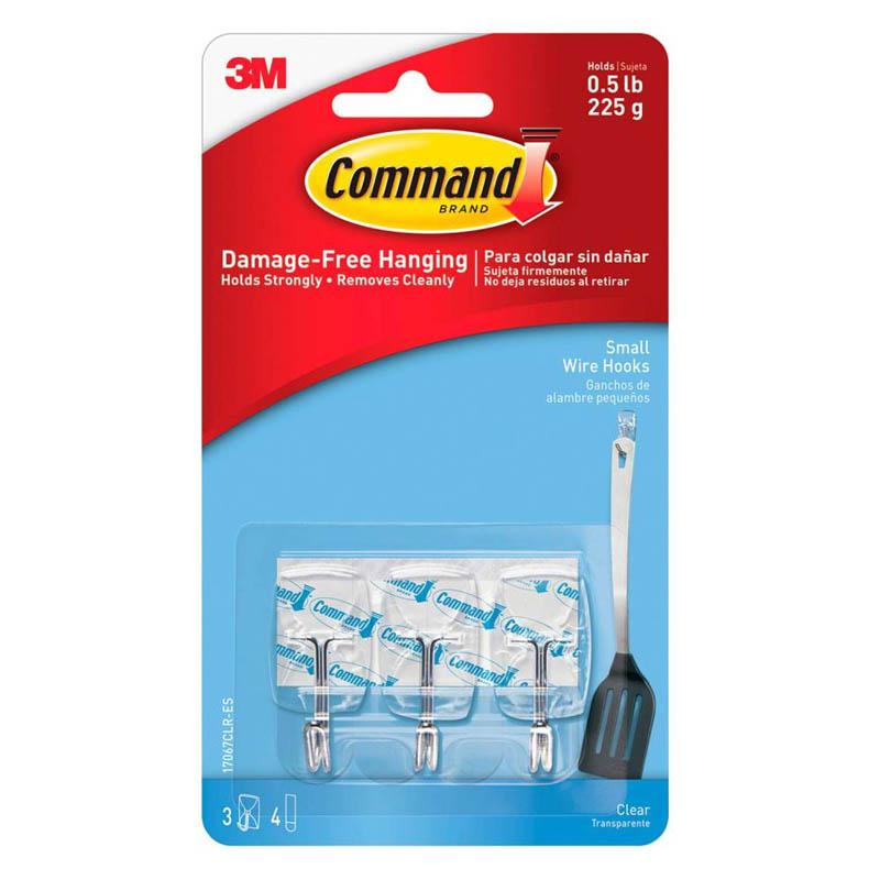 3M Command Small Wire Hooks Clear 2 Hooks/4 Strips/900 gm