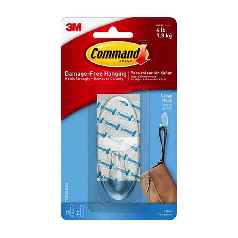 3M Command Large Clear Hooks with Clear Strips 1.8 Kg