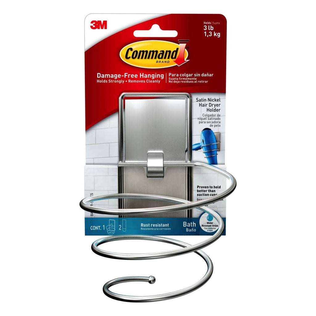 Command Shower Caddy Satin Nickel with Water Resistant Command Strips,  Bathroom Organizer, Holds up to 6.5 lbs
