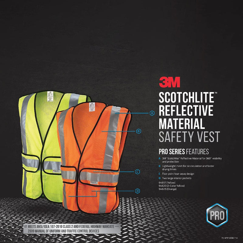 3M M Reflective Vest (Class 2) Orange Medium Scotchlite Reflective Material