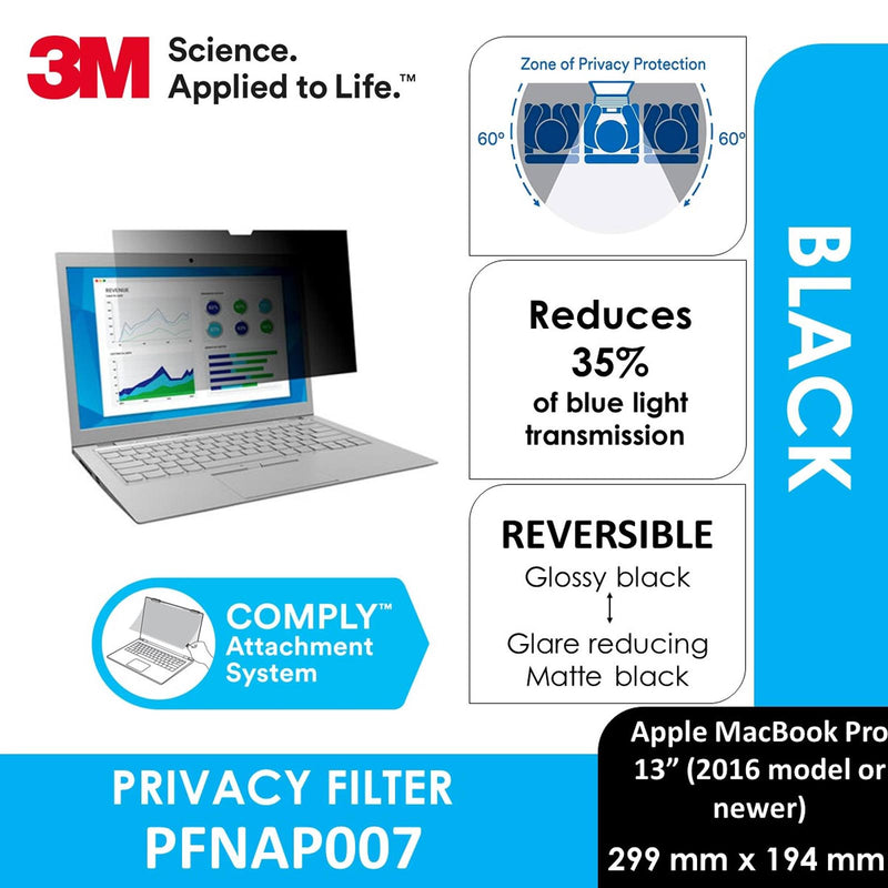 3M (07617) Privacy Filter Apple Macbook Pro 13 W/Comply Attachment, PFNAP007