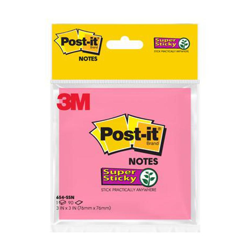 3M Post-it 654-SSN N-Pink 3" X 3" X 45 Sheets