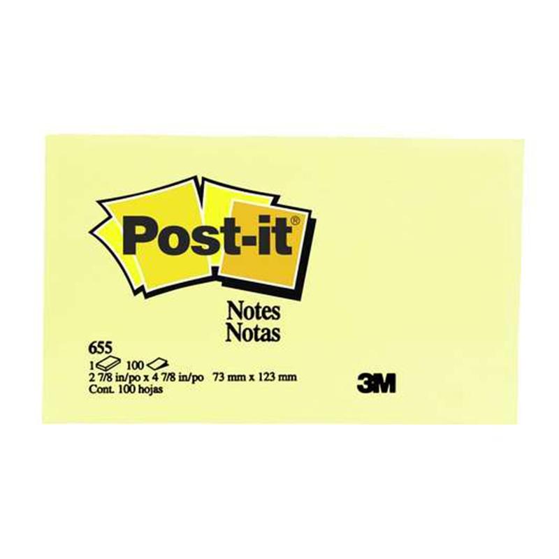 3M Post-it 3" X 5" Canary Yellow Notes 100 Sheets/Pad