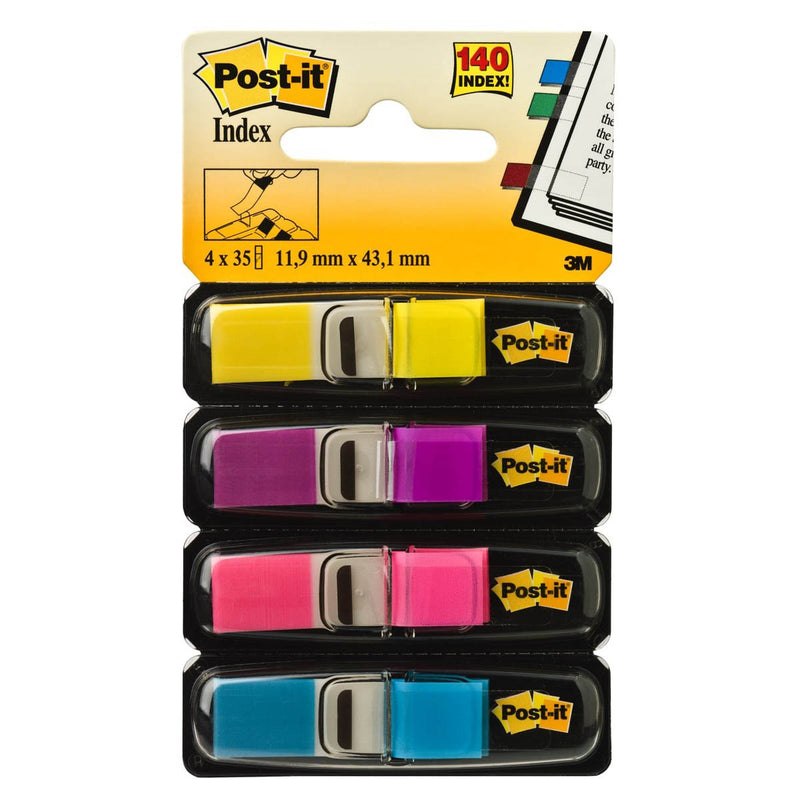 3M Post-it Small Flags Bright Colours 0.47" X 1.7" 4 Col X 35 Sheets