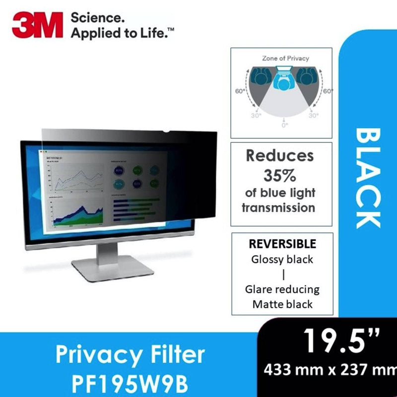 3M PF195W9B Privacy Filter (433 mm X 237 mm) 0826