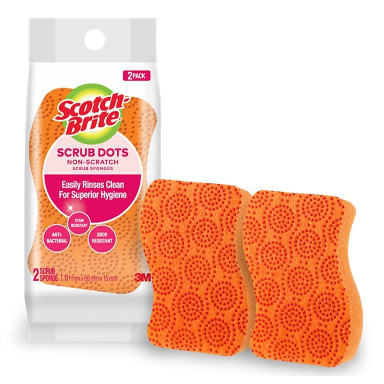 3M Scotchbrite Scrub Dots Non Scratch 2 Pk Orange