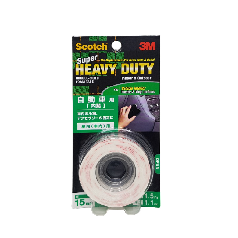 3M Scotch Super Heavy Duty Tape Vehicle Interior, Plastic & Vinyl Surfaces White 15 mm X 1.5 Meter