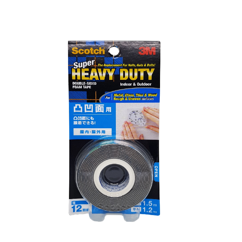3M Scotch Super Heavy Duty Tape for Metal, Glass, Tiles, Wood - Rough & Uneven Surfaces Grey 12 mm X 1.5 Meter