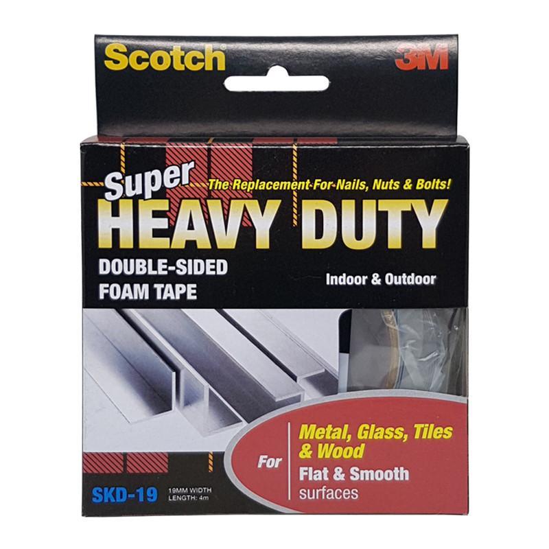 3M Scotch Super Heavy Duty Tape for Metal, Glass, Tiles & Woods, Flat & Smooth Surfaces 19 mm X 4 Meter