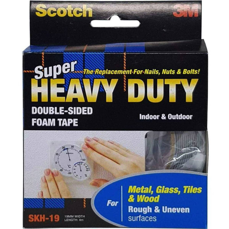 3M Scotch Super Heavy Duty Tape for Metal, Glass, Tiles, Wood - Rough & Uneven Surfaces Grey 19 mm X 4 Meter