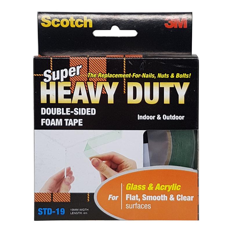 3M Scotch Super Heavy Duty Tape for Glass & Acrylic - Flat, Smooth & Clear Surfaces Transparent 19 mm X 4 Meter