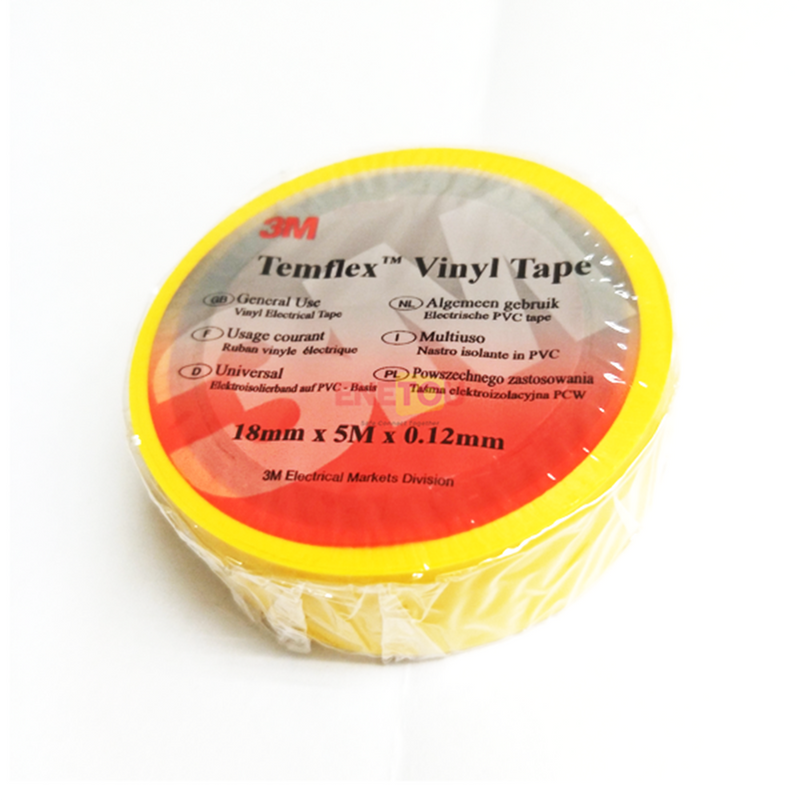 3M Temflex Vinyl Electrical Tape 18  mm X 10 Yd Yellow