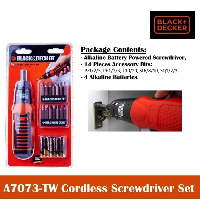 Black Decker 6V Alkaline Screw Driver with 14 Bits Set