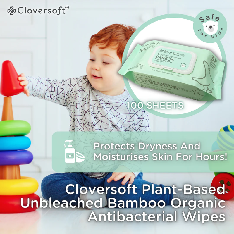 Cloversoft Unbleached Bamboo AB Organic Wipes 100 Sheets/Pk