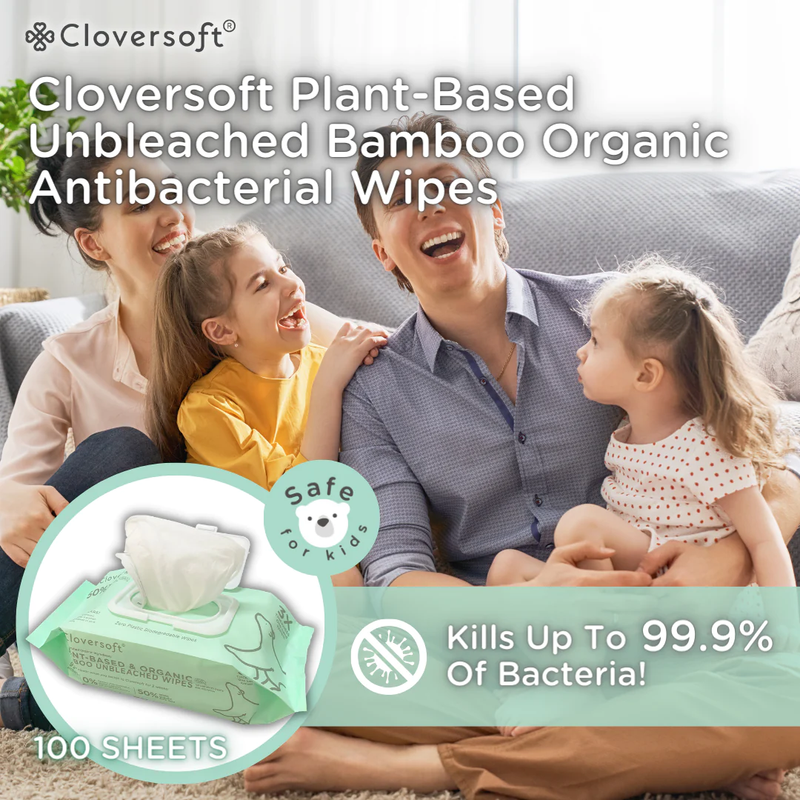 Cloversoft Unbleached Bamboo AB Organic Wipes 100 Sheets/Pk