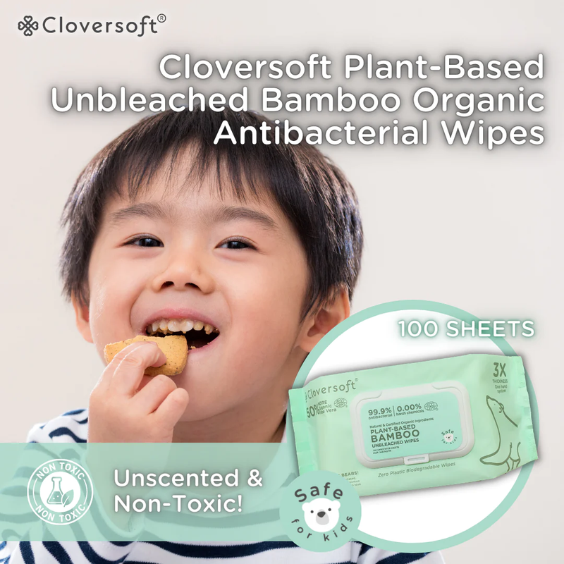 Cloversoft Unbleached Bamboo AB Organic Wipes 100 Sheets/Pk