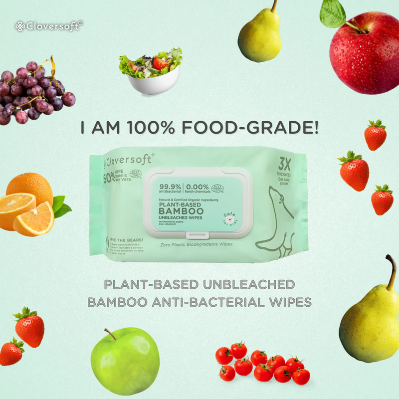 Cloversoft Unbleached Bamboo AB Organic Wipes 100 Sheets/Pk