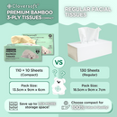 Cloversoft Plant-Based Compact Unbleached Bamboo Premium Tissues 3 Ply 100 Sheets Plus extra 10 sheets
