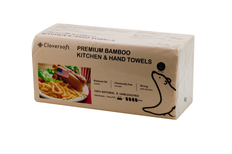 Cloversoft Unbleached Bamboo Kitchen and Hand Towels 160 Sheets