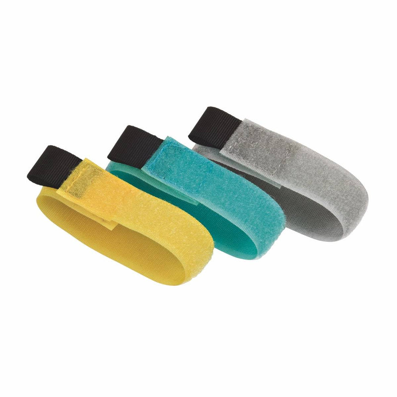 Fix-O-Moll Hook + Loop Cable Tie - Dark Grey, Turquiose & Yellow 180 mm X 20 mm