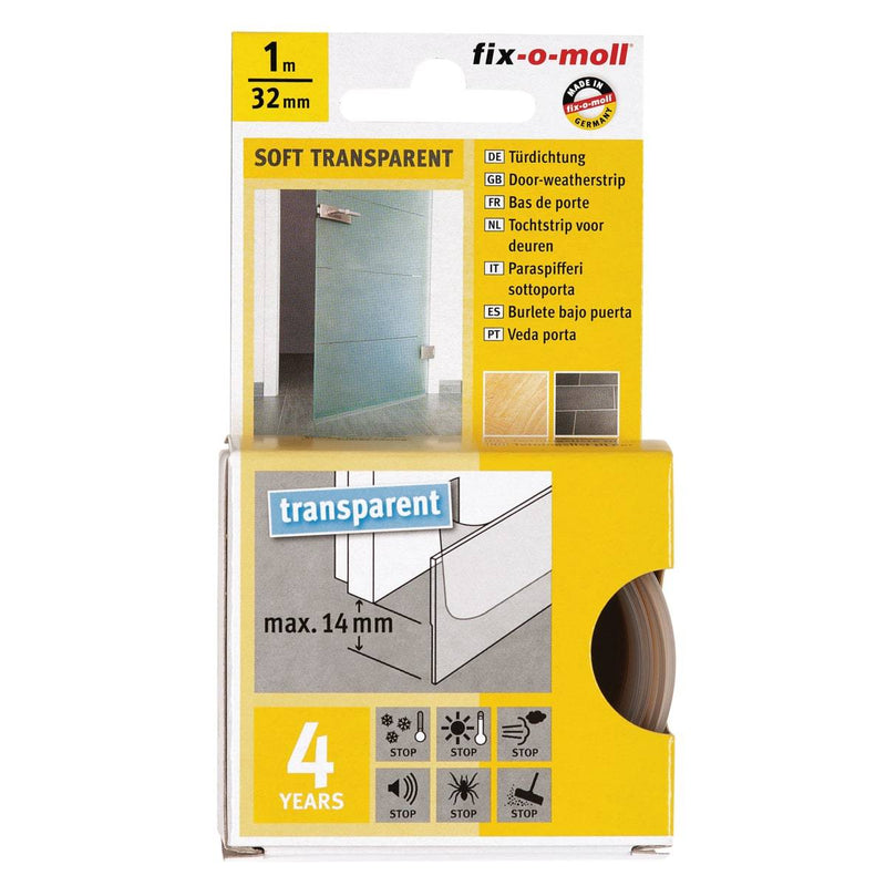 Fix-O-Moll Door Seal Soft Adhesive Transparent 1 X 32 Meter