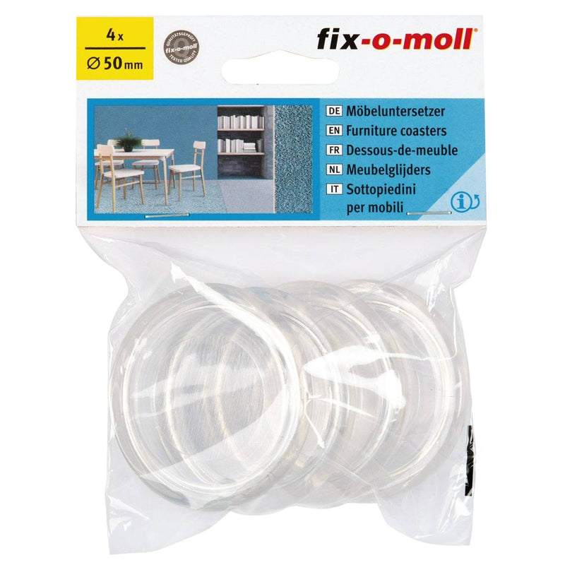 Fix-O-Moll Furniture Coasters Clear Dia 50 mm