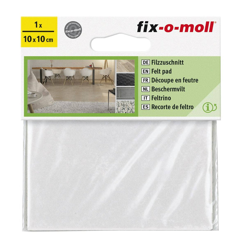 Fix-O-Moll Felt Pad Self Adhesive 100 mm X 100 mm White