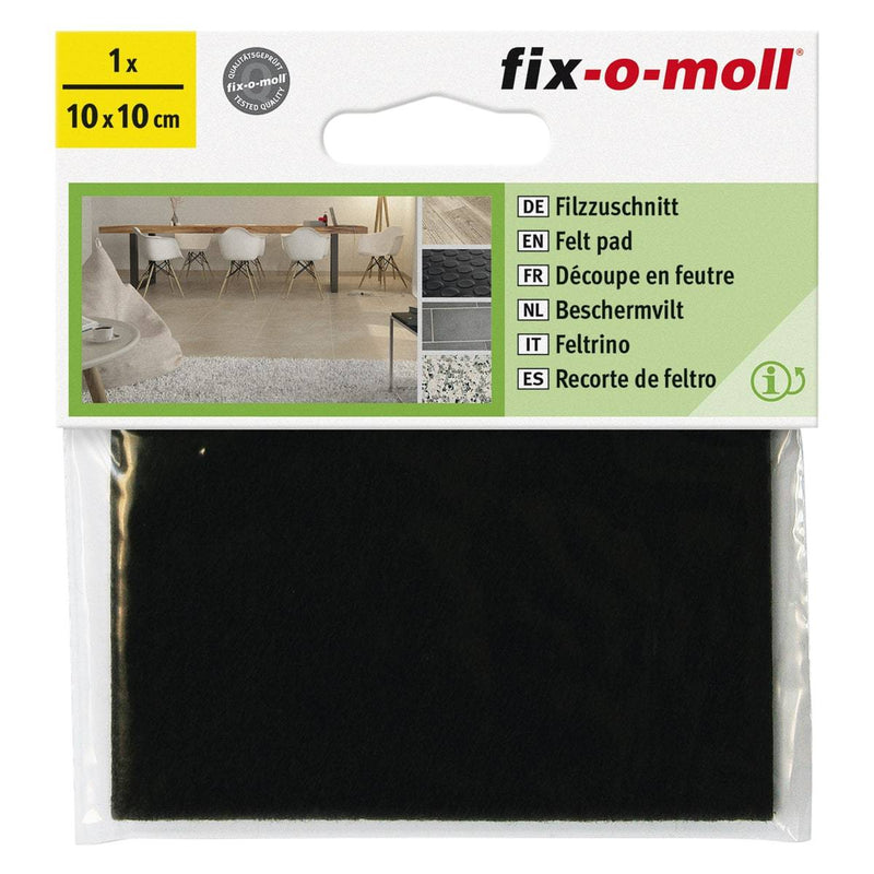 Fix-O-Moll Felt Pad Self Adhesive 100 mm X 100 mm Black