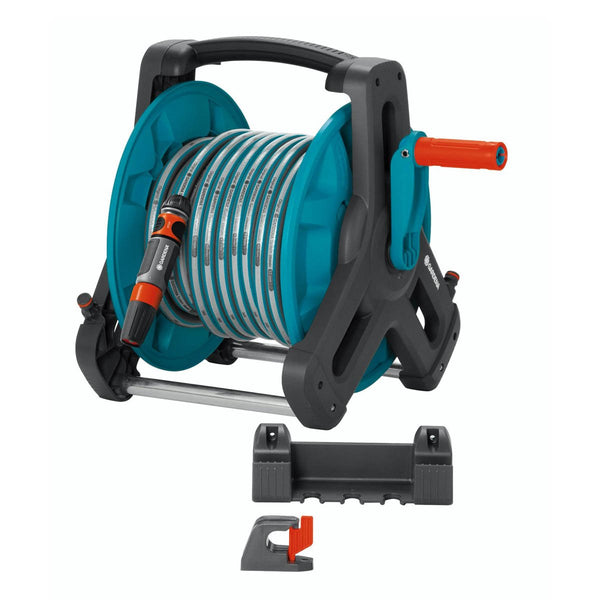 Gardena Classic Wall-Fixed Hose Reel 50 Set with 20 Meter Classic Hose, 13 mm (1/2''), OGS Parts and Spray Nozzle