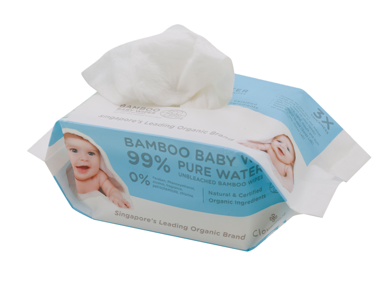 Cloversoft Unbleached Bamboo Pure Water Organic Baby Wipes 40 Sheets