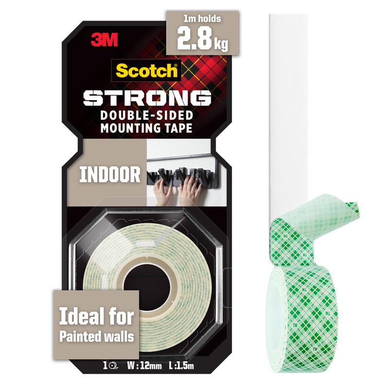 3M Scotch Indoor Double Sided Mounting Tape 12 mm x 1.5 m / 12 mm x 4 m