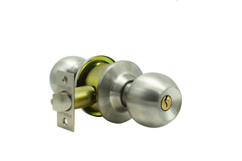Stanley Bola Cylindrical Door Knob Backset 60mm Entrance (Satin Stainless Steel/ Antique Brass finishing)