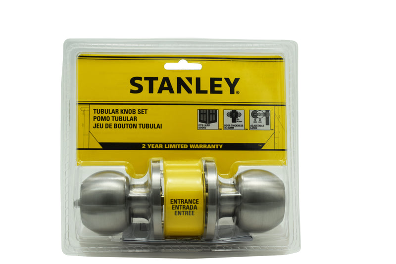 Stanley Bola Tubular Door Knob Backset 60/70mm Entrance (Satin Stainless Steel/ Antique Brass Finishing)