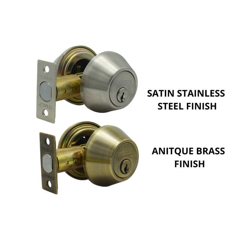 Stanley Deadbolt Double Cylinder Backset 60/70mm (Satin Stainless Steel/ Antique Brass finishing)
