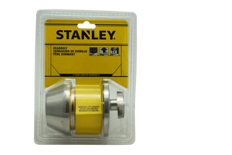 Stanley Deadbolt Single Cylinder Backset 60/70mm (Satin Stainless Steel/ Antique Brass finishing)