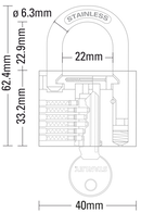 Stanley Solid Brass Standard Shackle Chrome Coated Padlock 30mm/ 40mm/ 50mm