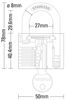 Stanley Solid Brass Standard Shackle Chrome Coated Padlock 30mm/ 40mm/ 50mm