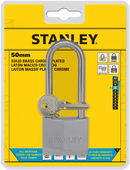 Stanley Solid Brass Long Shackle Chrome Coated Padlock 30mm/ 40mm/ 50mm