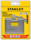 Stanley Solid Brass Rectangular Padlock With Hardened Steel Case 80mm/ 90mm